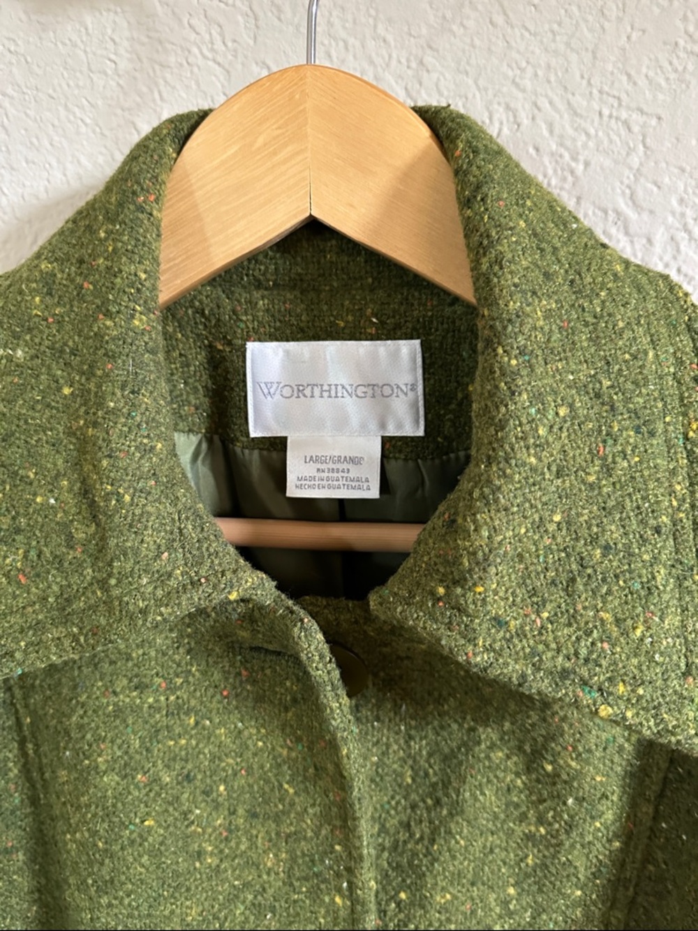 Worthington Olive Green Tweed Jacket size Large